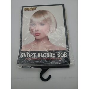 Spirit Halloween Short Blonde Bob Similar to Human‎ Hair Costume Platinum New
